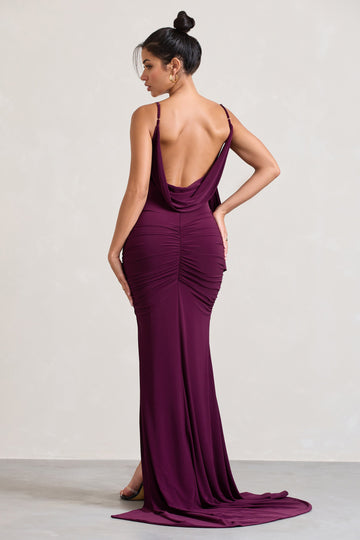 In Whispers Burgundy Split Maxi Dress